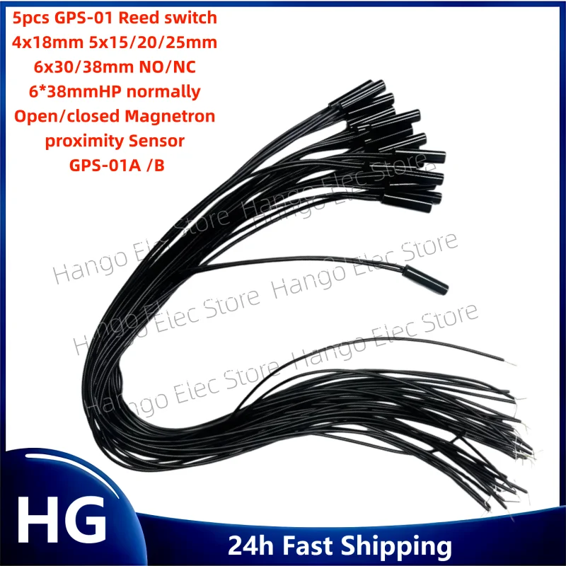 5pcs GPS-01 Reed switch 4x18mm 5x15/20/25mm 6x30/38mm NO/NC 6*38mmHP normally Open/closed Magnetron proximity Sensor GPS-01A /B
