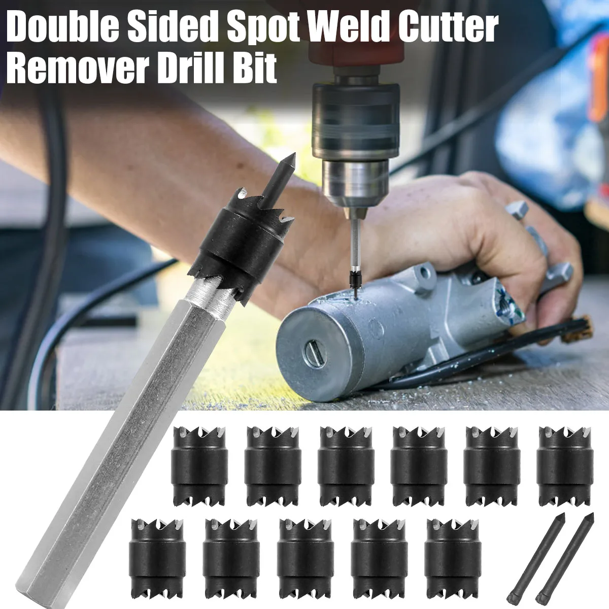 14Pcs Spot Weld Cutter Set High Speed Steel Double Sided Spot Weld Remover Cutter Drill Bit 3/8inch Sturdy Welder Cut Rotary Kit