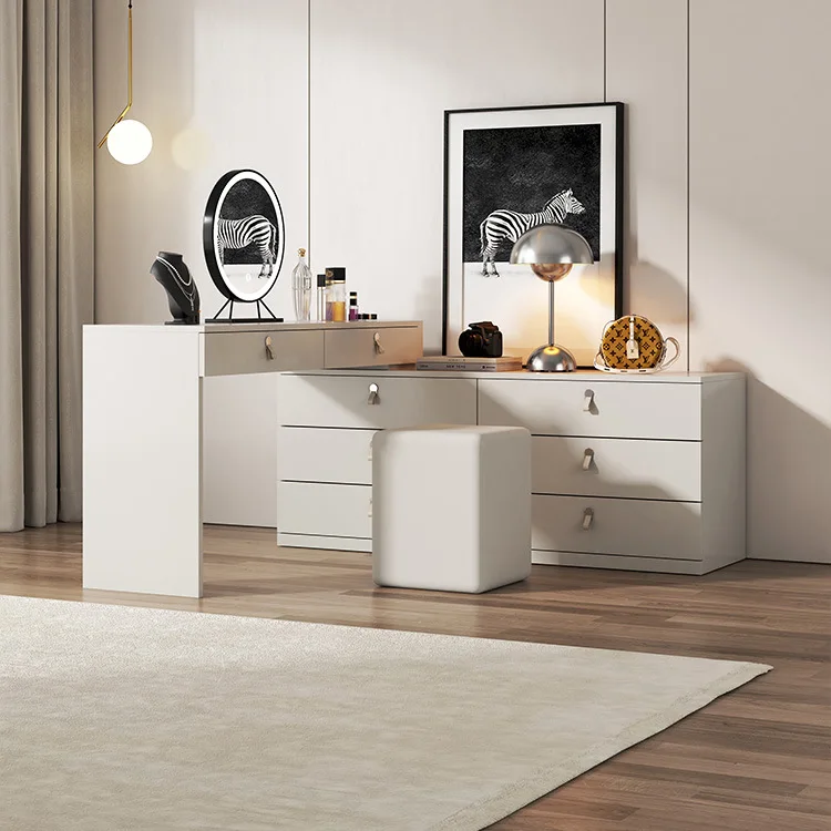 خزانة غرفة النوم المصنوعة من الخشب الصلب، خزانة مكتب، طاولة زينة متكاملة #3