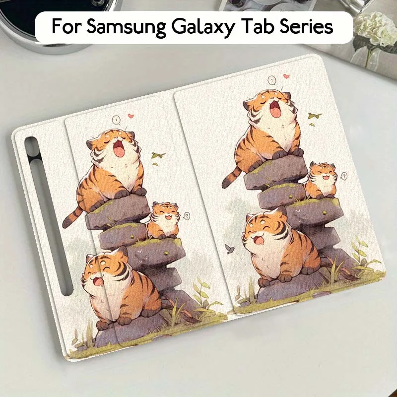 Bear Tiger Art Cartoon Cute Gift For Samsung Galaxy Tab S6 S7 S8 S9 S10 FE Plus Lite Soft Flexible Support Tablet Case