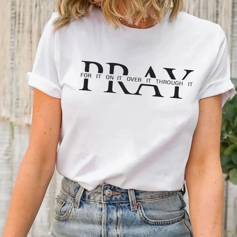 

In My Mom Era Shirt Christian Pray Jesus Church Shirt Mama Printed T Shirt for Women Mom Life Mother's Day Fashion Round Neck