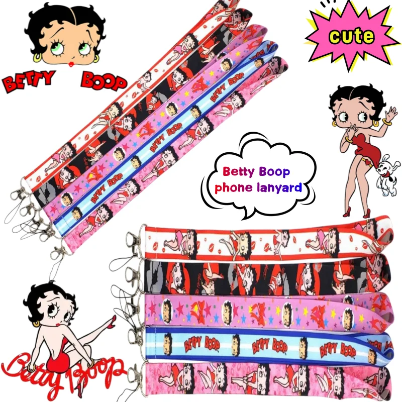 

New Betty boop mobile phone lanyard high-value cartoon printing creative girl's heart cute sweet multi-functional neck long rope