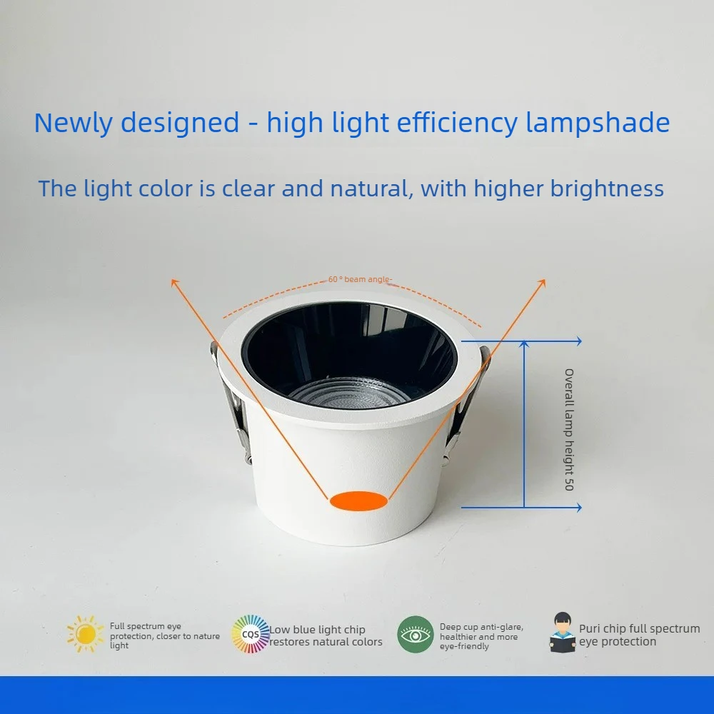 Dimmable LED Downlight Ceiling Light Anti-glare 7W 9W 12W LED Spotlight Backlight Ind Lighting  AC220V 110V Recessed Spotlight