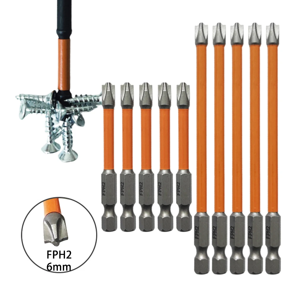 Embout de tournevis magnétique en acier allié, kit de pièces orange, croix fendue de remplacement, tout neuf, haute qualité, 65mm, 110mm