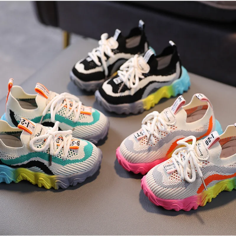 Kids Shoes for Girl Colorful Soles Running Shoe Breathable Sports Shoes Casual Sneaker for Boy Kid Baby Girl Shoe Tenis De Mujer