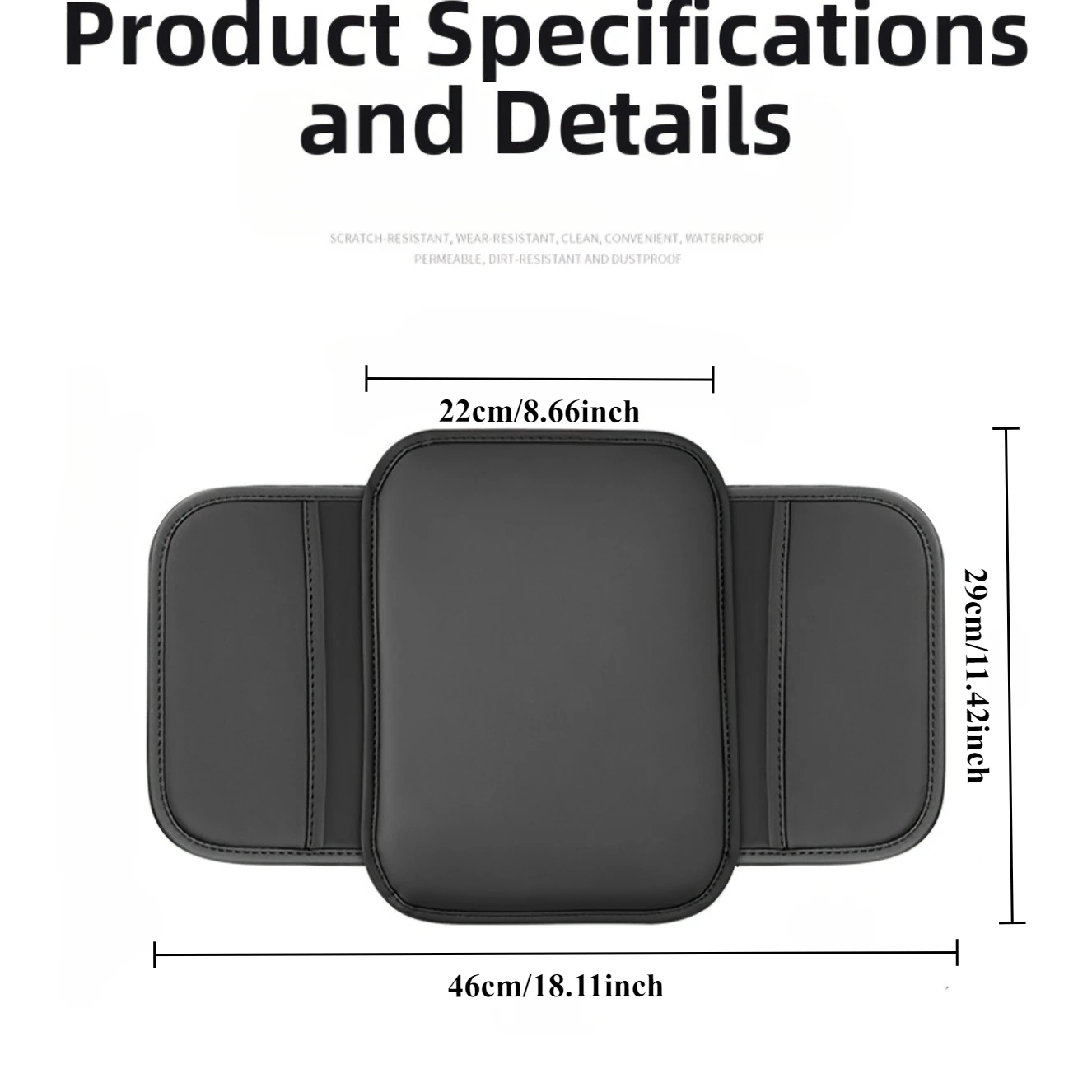 Car armrest pads with multi-functional storage pockets and raised soft padded center console dashboard, center console organizer
