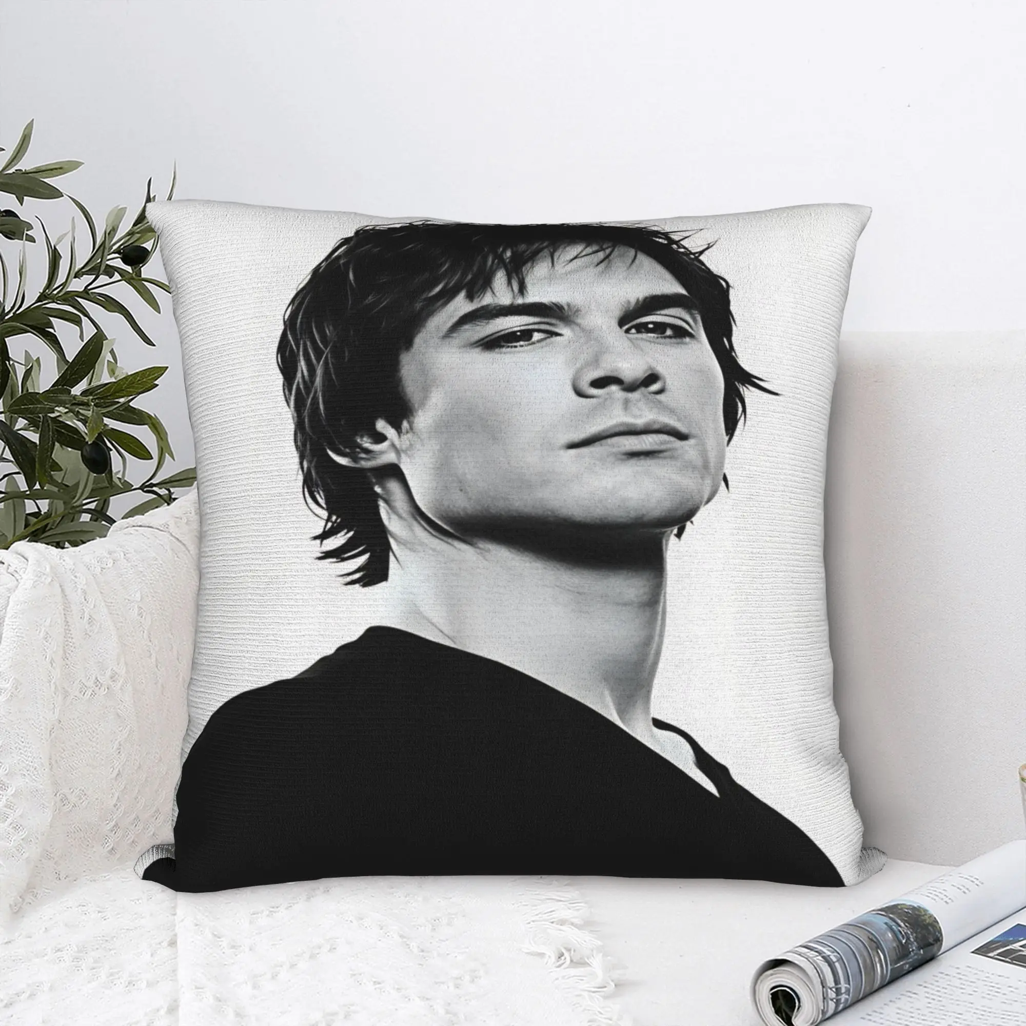 Vampire Diaries Damon Klaus  Pillow Case  Custom Pillow Cover Retro Trendy Pillowcases For Living Room Sofa
