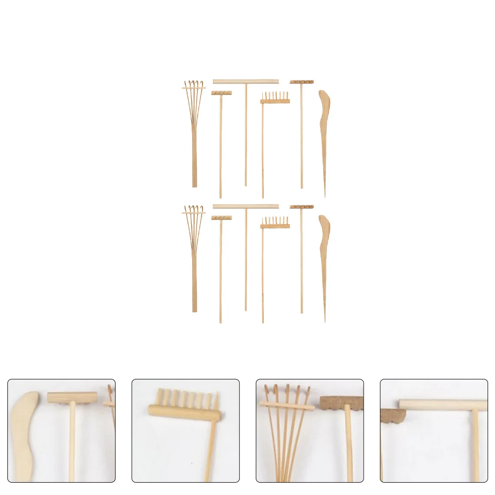 

Mini Bamboo Rake Zen Garden Tools S Table Accessories Durable Portable Small Gardens Shovel Spade Tea Art L scaping