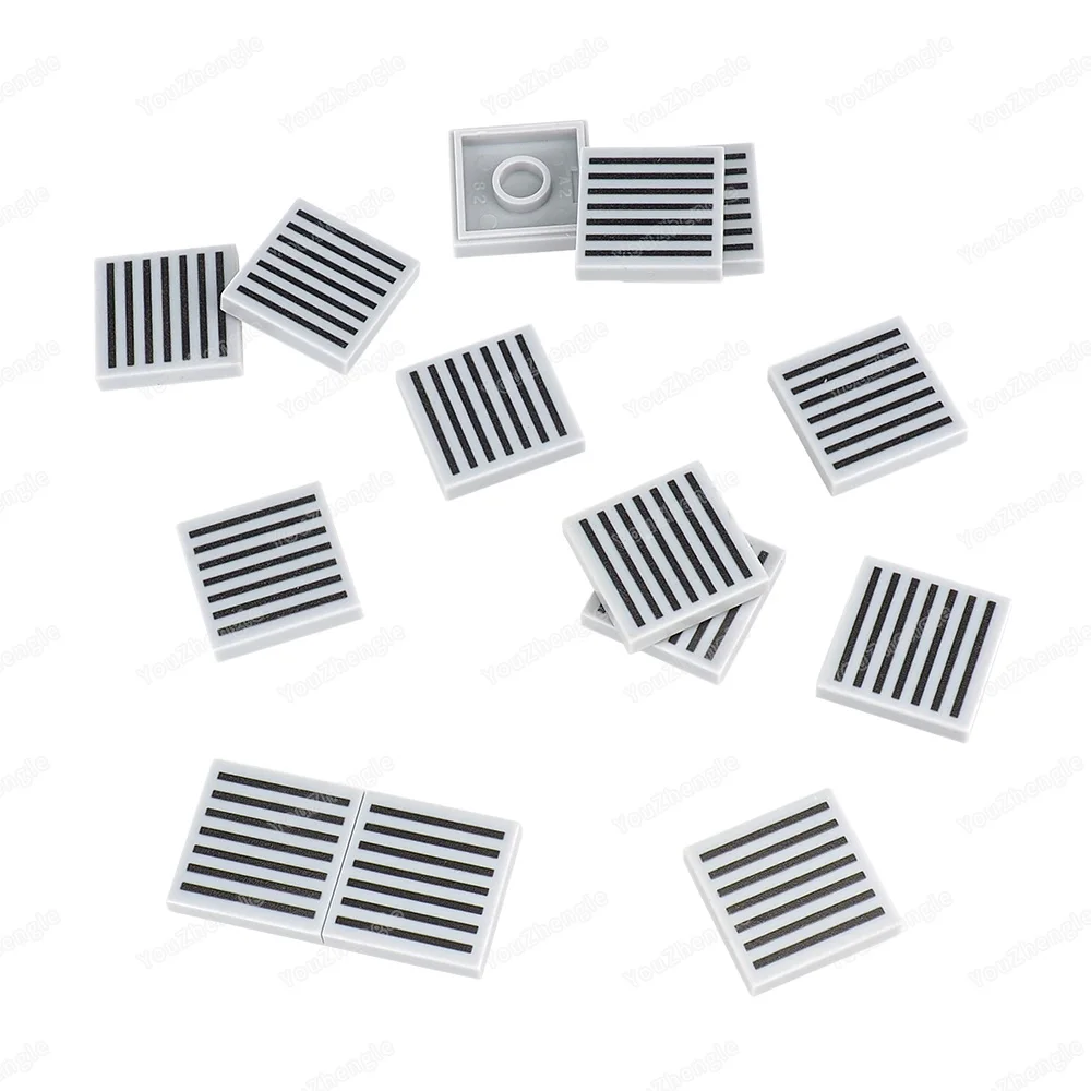 3068p07 Zwart Grille 7 lijnen Patroon Bouwsteen 2x2 Tegels Gedrukt MOC figuren Militaire Accessoires Scènes Model Gift jongen Speelgoed
