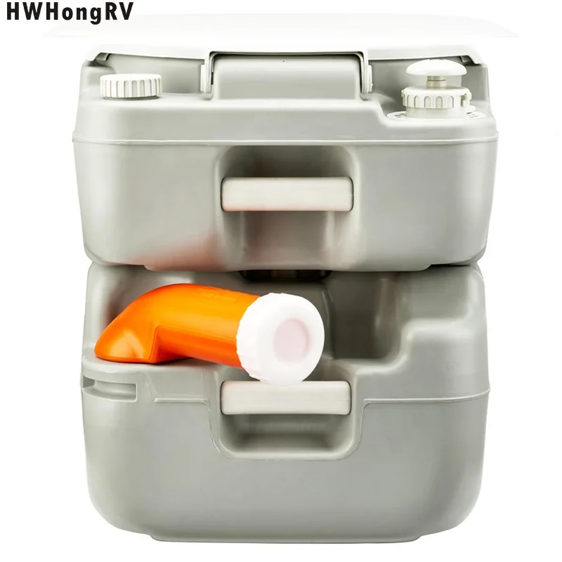 

Camping RV Portable Flushing Toilet Outdoor Cassette Marine Camper Travel One Piece Wall Mounted Magnetic Lid Level Indicator
