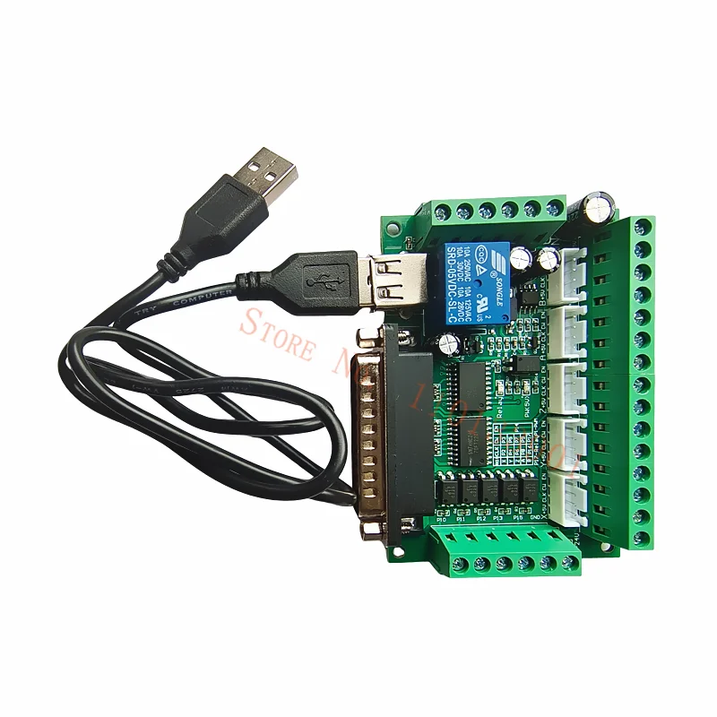 1pc 5 Axis CNC Breakout Board Interface with USB Cable For Stepper Motor Driver MACH3 CNC Board Parallel Port Control