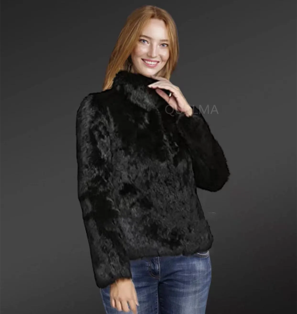 2023 Women\'s Genuine Rabbit Fur Jacket 100% Genuine Rabbit Fur Jacket Winter Warm and Fashionable European Street Style