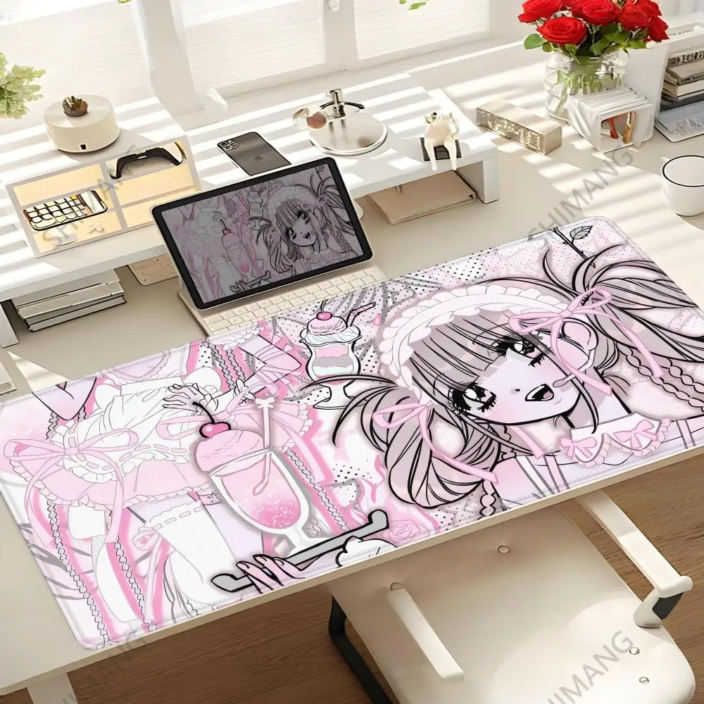 

Mouse Pad Laptop Gaming Extended Desk Mat PC Kawaii Gamer Cabinet Mousepad XXL Angel Anime Sexy Girls Keyboard Rug Pink Carpet