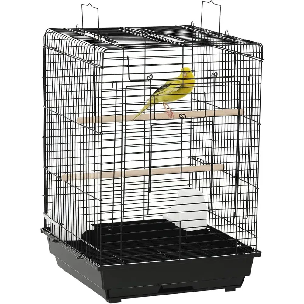 

23-дюймовая клетка для птиц, домик для попугаев, вольер для корелл с открытым верхом для игр и кормушкой, жердочка, мебель для животных, черный