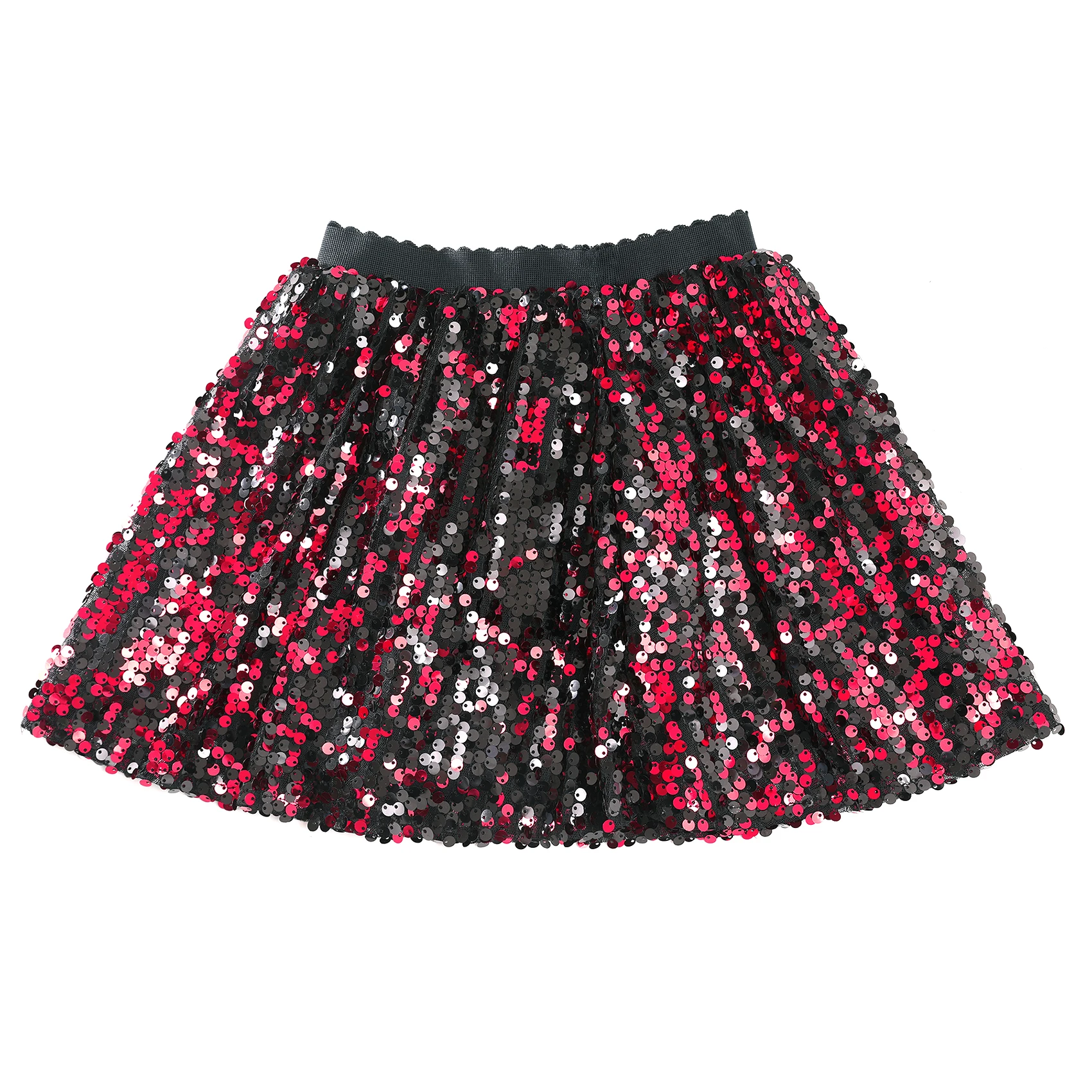 Flofallzique Girl Skirt Sequin With Elastic Waist Casual Outdoor Party Performance Cute Baby Kids Clothes 1-12Y