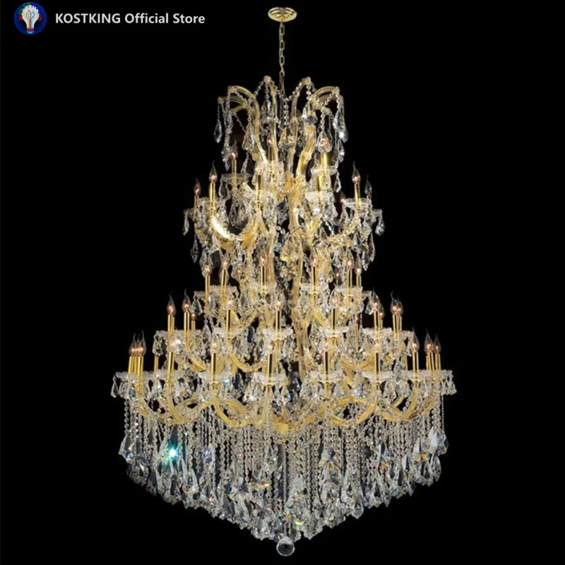 Maria Theresa Chandelier Luxury Clear Crystal Ceiling Chandelier Lighting LED Empire Royal Gold Hanging Light Fixture for Foyer
