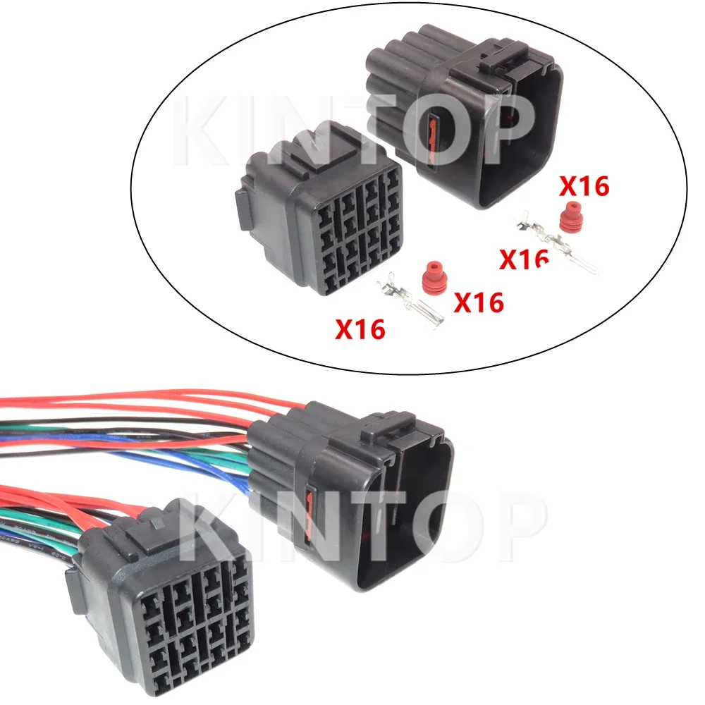 

1 Set 16 Pins 6185-0510 AC Assembly Car Headlight Wire Cable Plug Automobile Waterproof Socket With Wires 6188-0353 6181-6457