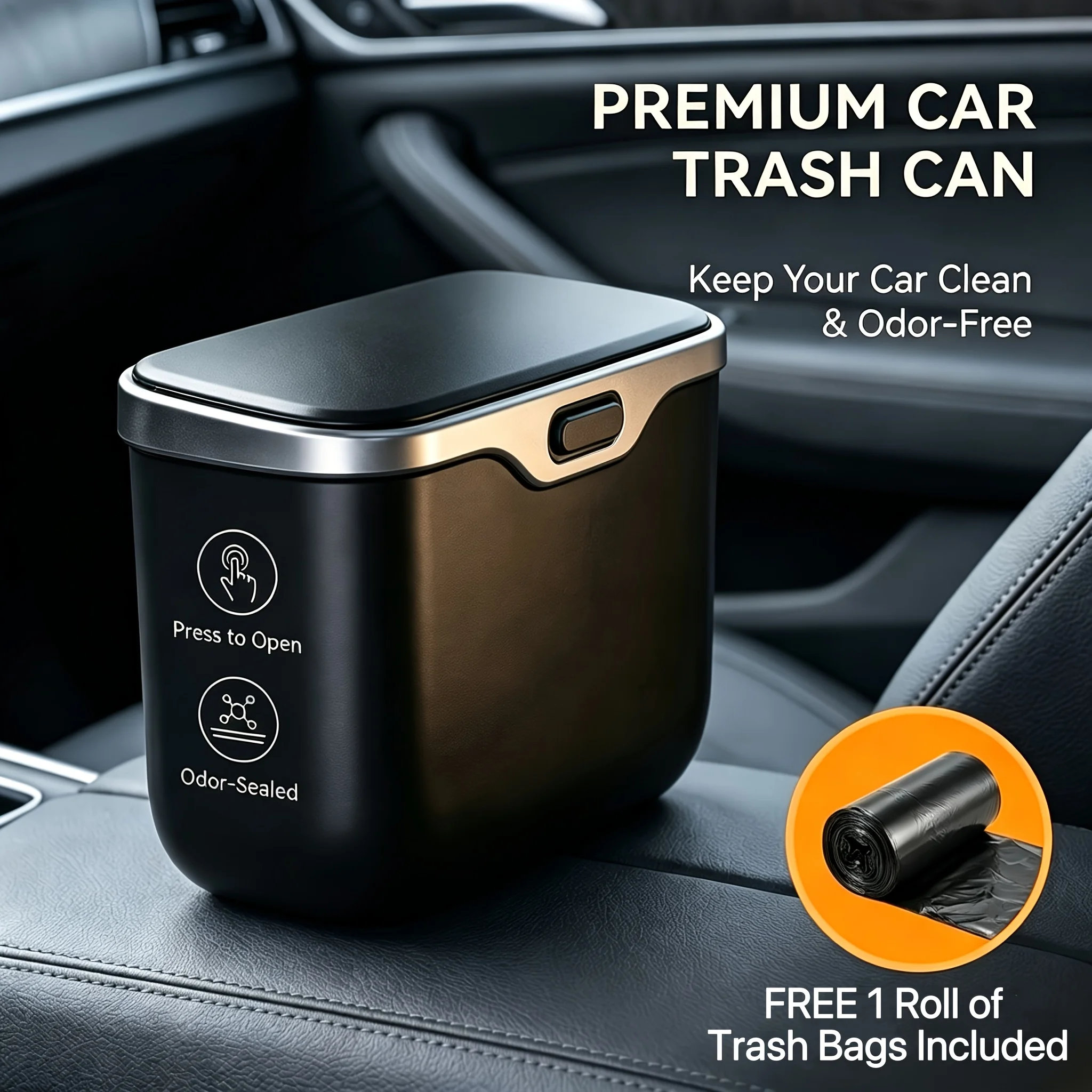 Multi Functional Suspended Car Trash Can with Lid, Storage Box on the Side of the Car Door, Rear Seat Car Interior Storage Box