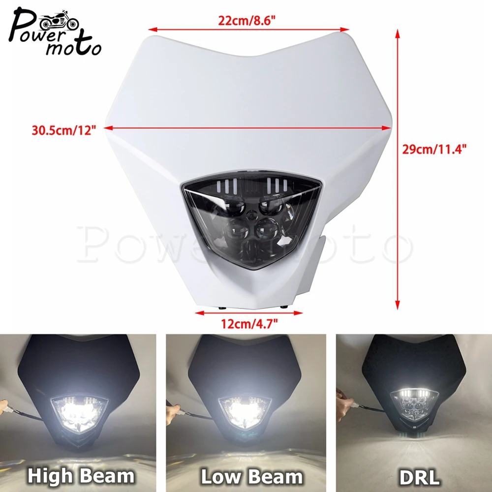 12V LED Motocross Headlight Hi/Lo Beam DRL Head Lamp For GASGAS EC EC250 EC300 EC250F EC300F Off Road Bikes Headlamp 2021-2023