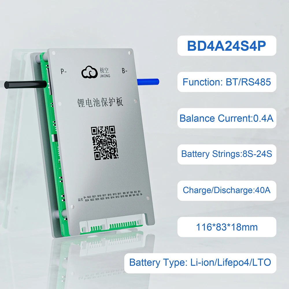 Smart JIKONG BMS 0.4A 40A 40 AH 40AH Active Balance BD4A24S4P Li-Ion Lifepo4 8s 17s 20s 24s 72V RS485 Can Equalizer Balancer