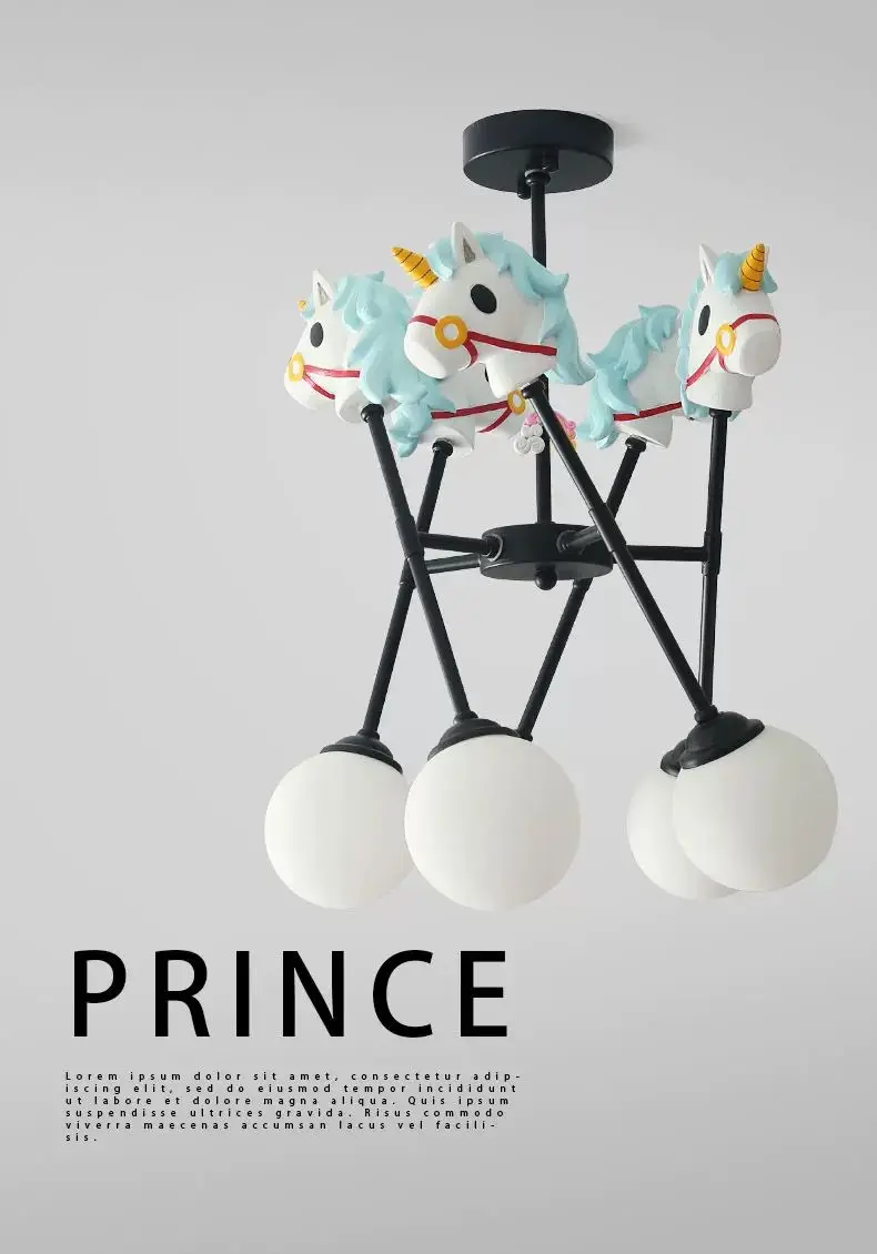 Лошадь современная спальня детская комната лампа скандинавская девушка мальчик мультфильм креативный ресторан люстра