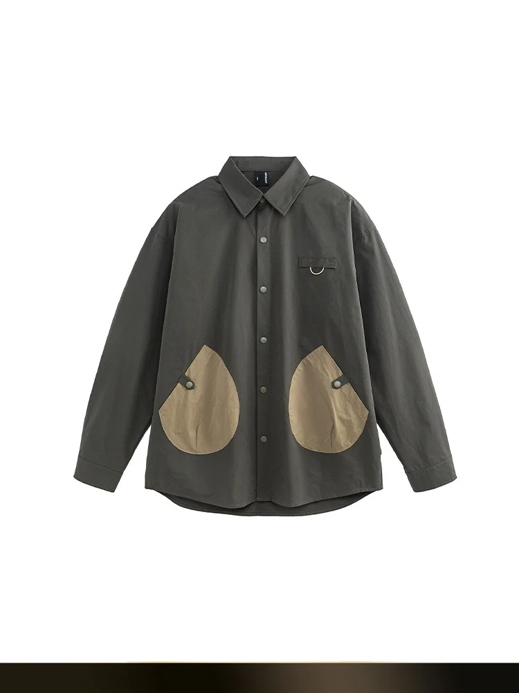 

Ретро-куртка с цветными блоками и длинными рукавами, весенняя, с отложным воротником, на пуговицах, свободного кроя, с большими карманами