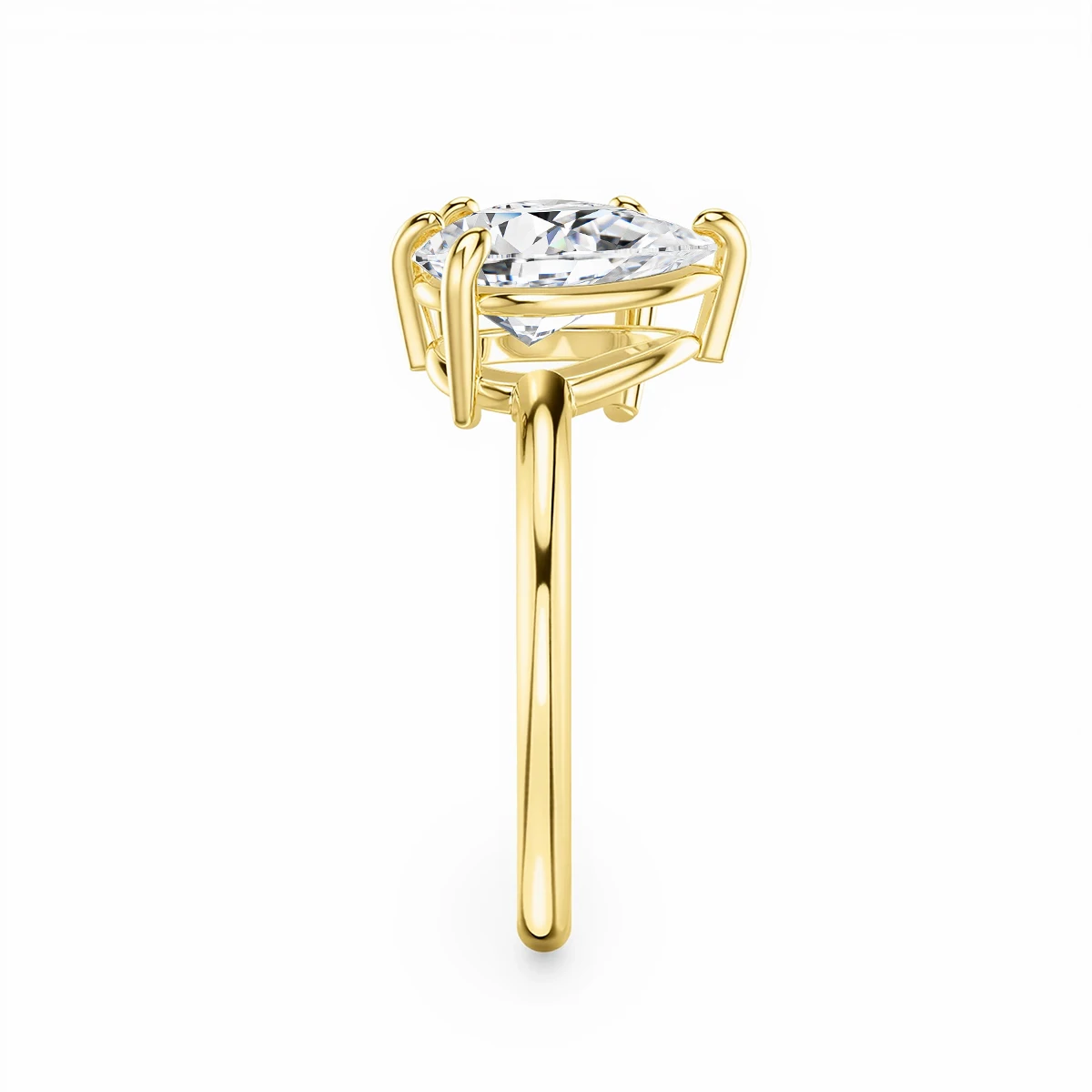 Runder Birnenförmiger Moissanit-Diamantring für Damen, Zweisteinige Eheringe, 925 Silber, 18k Vergoldet, Verlobungsschmuck – Detail 2