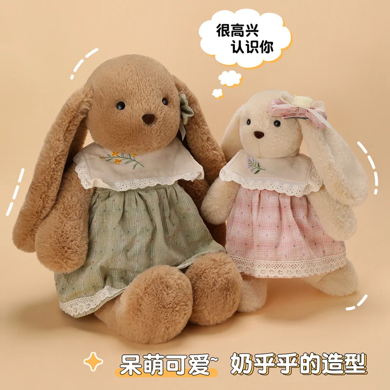 Kawaii Wald Fufu Kleines Kaninchen Plüschkleid Tierpuppe Braun Weiß Spielzeug Kissen Kissen Geschenk für Kinder