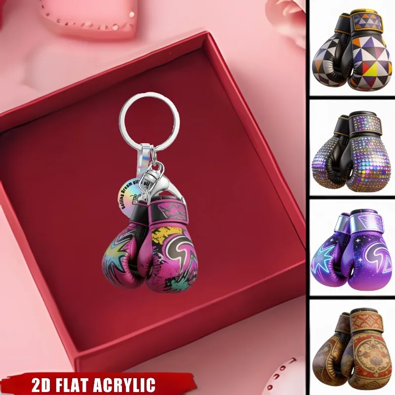 Boxing Gloves Keychain 5/10pcs 2D Acrylic Sporty Pendant Gym Bag Decor Backpacks Accessory Party Favors Gifts for Friend Holiday