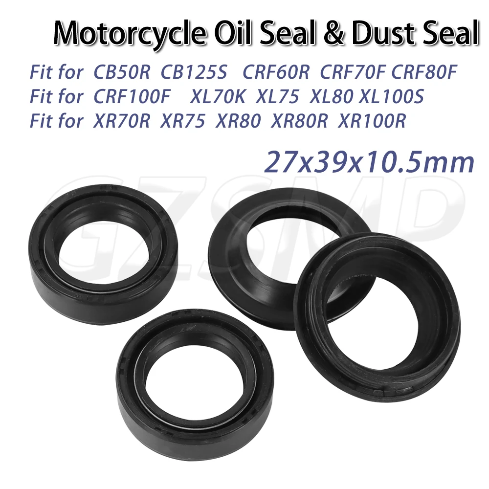 

Fit for Honda CB50R CB125S CRF 70F 80F 100F XR70R 80R 100R MB5 27x39x10.5mm Front Fork Dust Oil Seal Kit