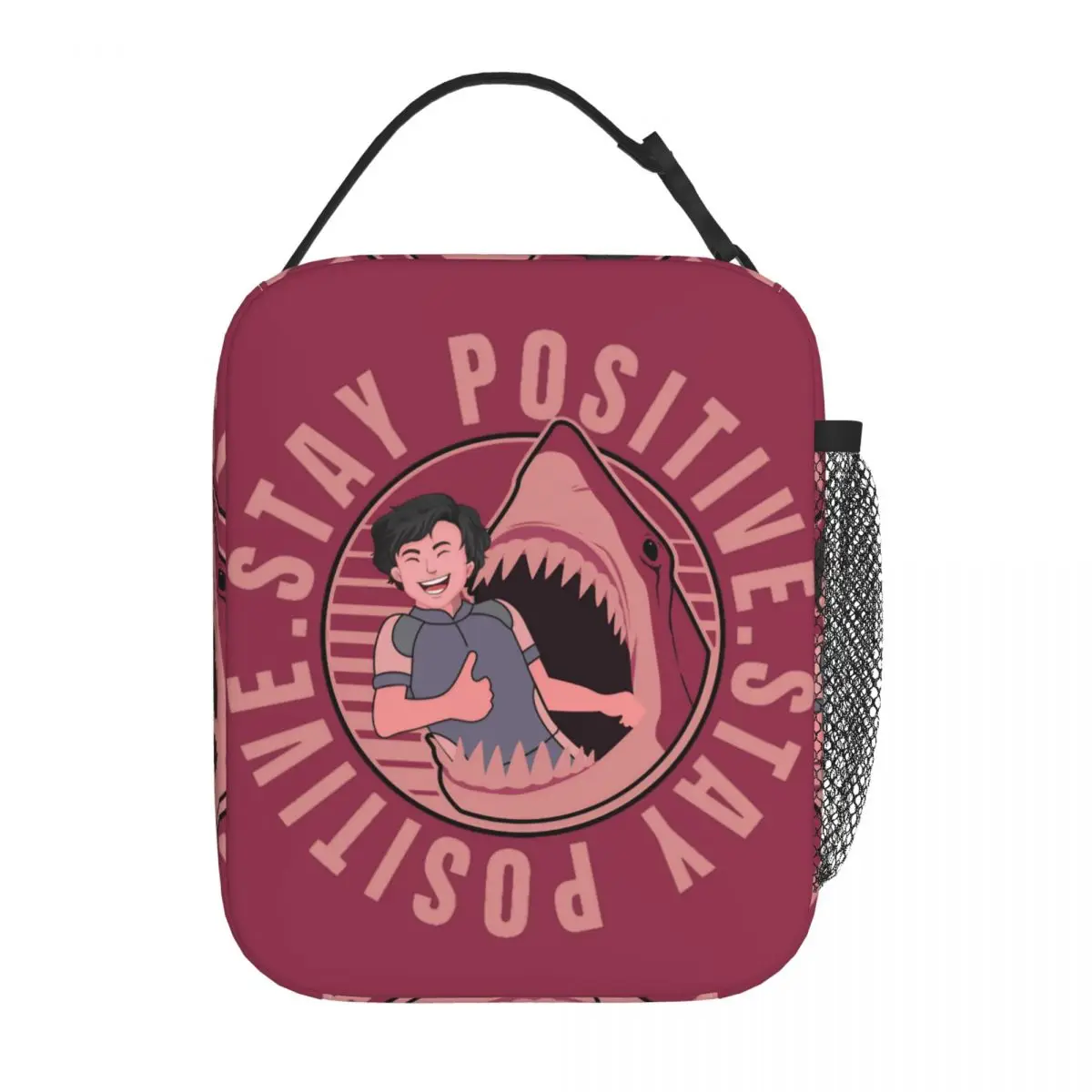 Stay Positive Shark And Boy Insulated Lunch Bags Ocean Fish Food Container Bags Portable Cooler Thermal Bento Box For Travel