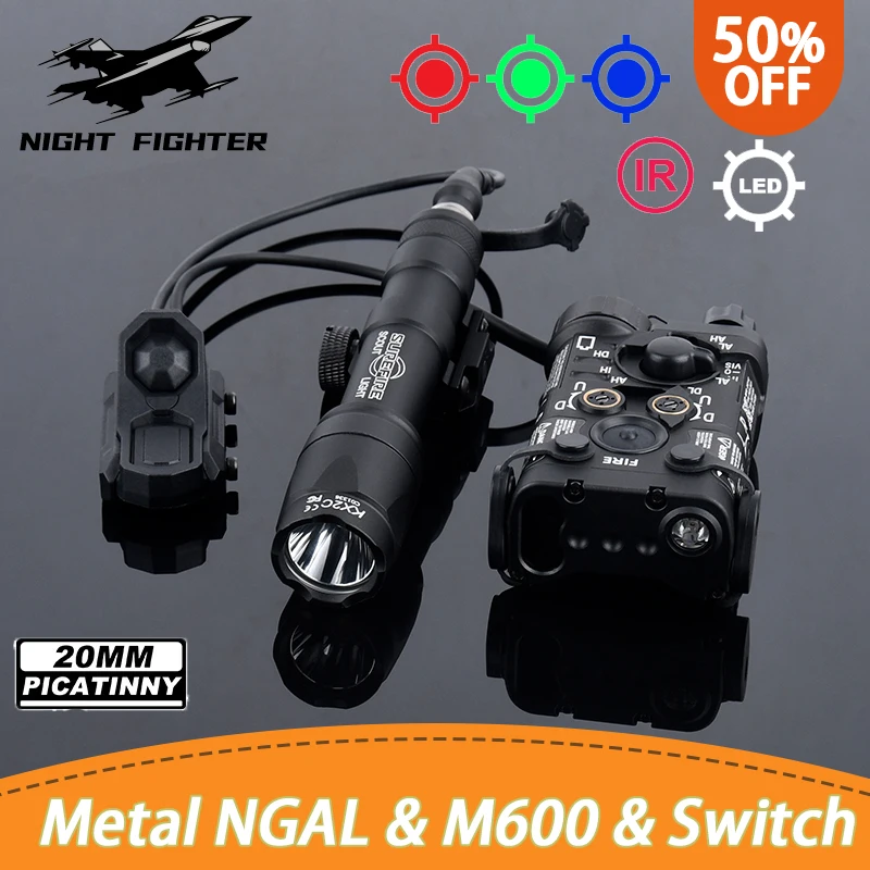 

Tactical Metal NGAL Red Green Blue Indicator Surefir M300A M600C Hunting Scout Light With AXON Dual Control Switch Fit 20MM Rail