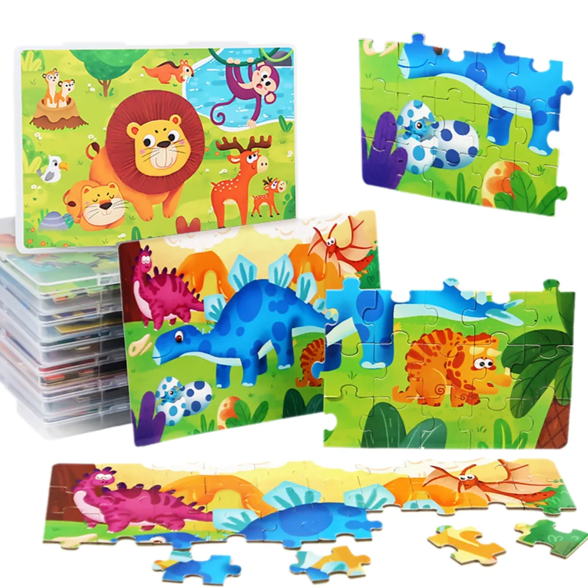 

New Logic Thinking Intellectual Wooden Game Puzzle Jigsaw Animal Vehicle Cartoon Early Educational Toys For Kids Children Gifts