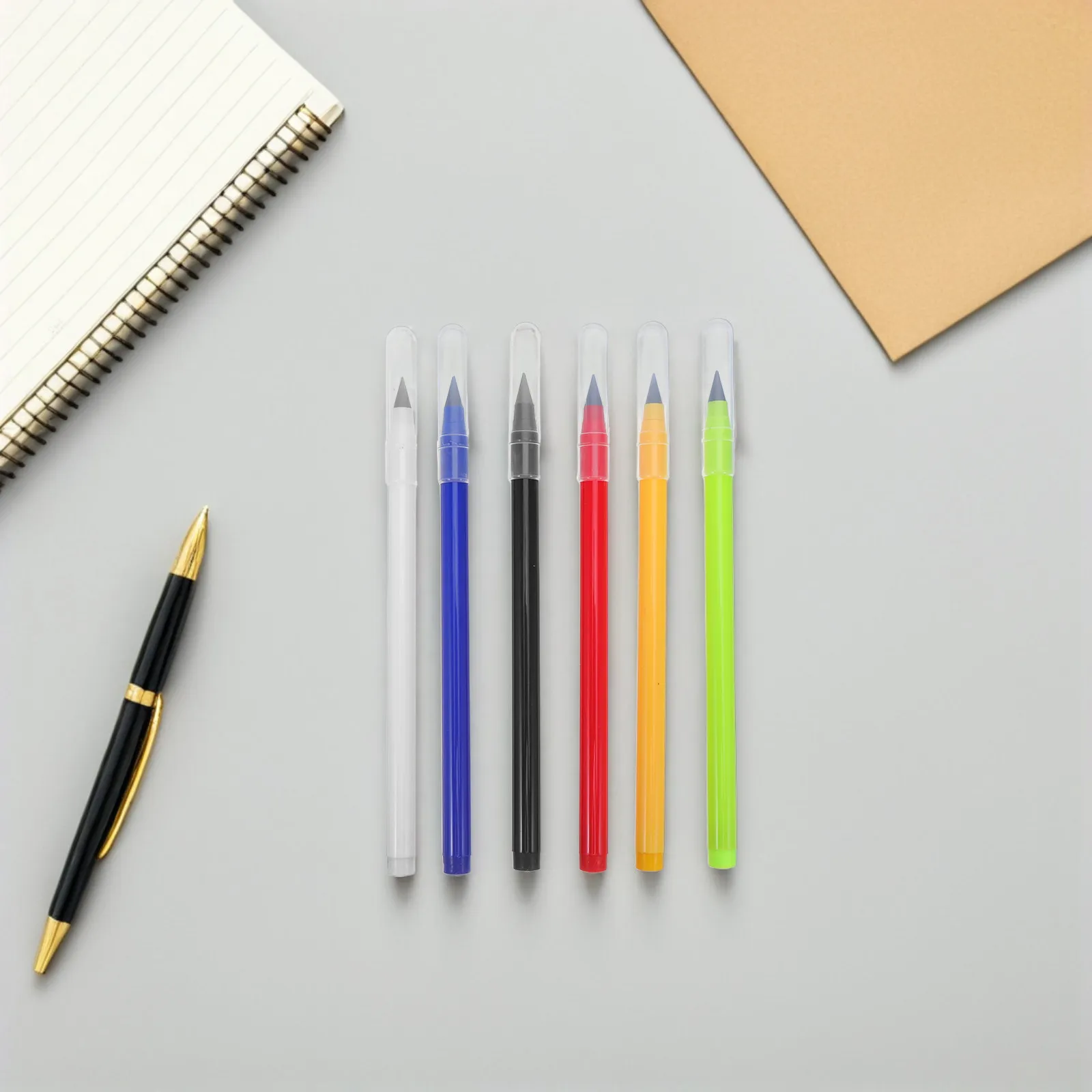6Pcs Eternal Pencil Set Non-Sharpening Multicolored Refillable Pencils Reusable Writing Tool for Classroom Office Kids Bulk