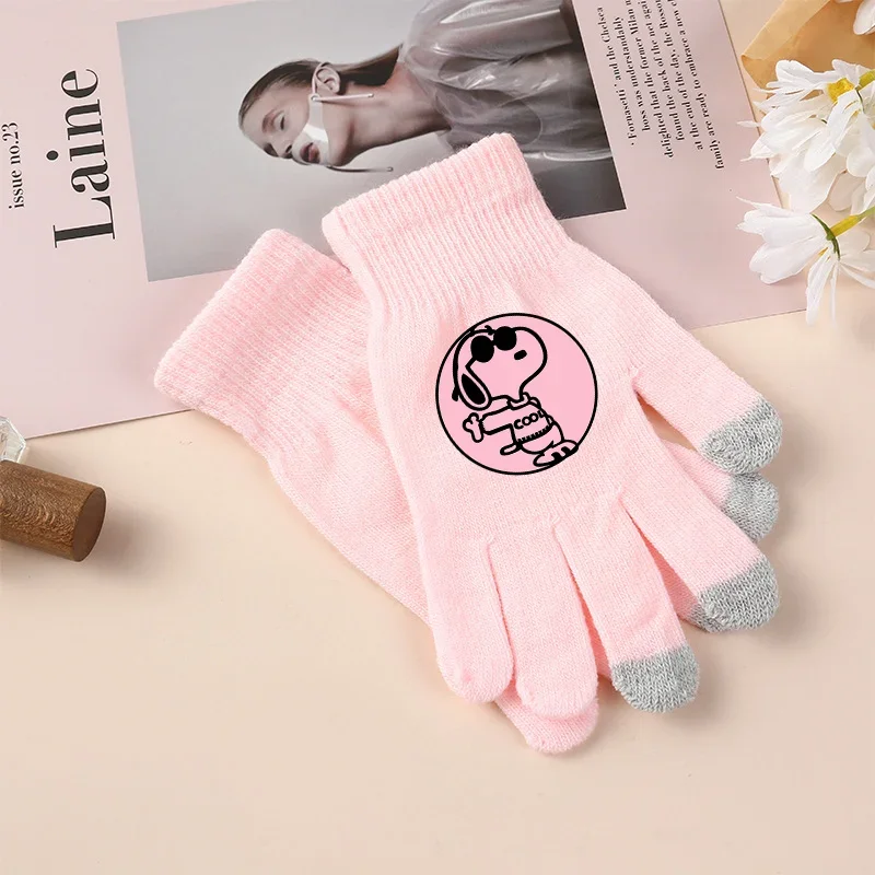 Snoopy Gloves Children Cute Dog Finger Glove Winter Outdoor Sports Hiking Cycling Keep Warm Accessories Knitted Decoration Gift