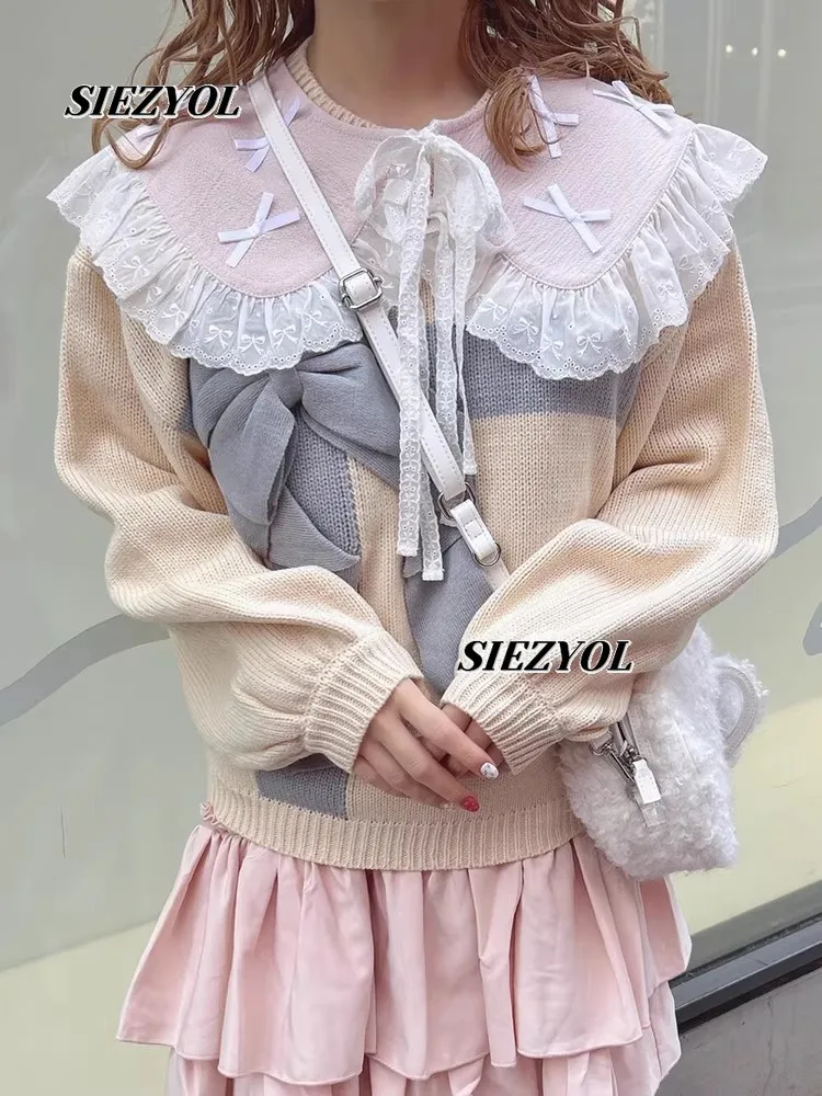 Japanese Style Bow Fake Collar for Women Sweet and Cute Girl Versatile Fashion Neck Wear Ties Solid Color Lace False Collar