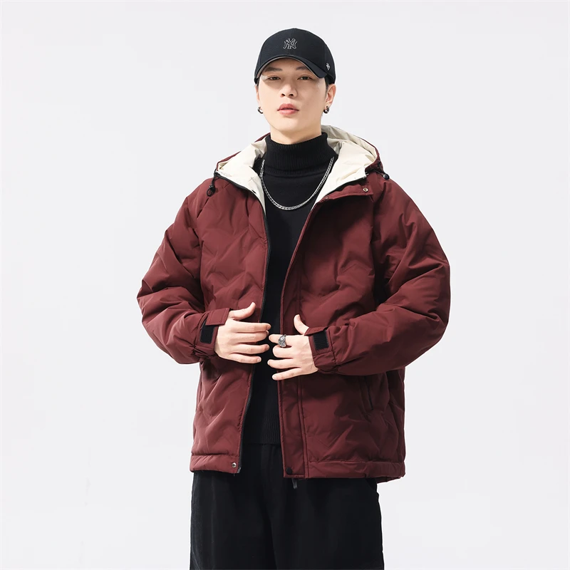 

Wassup Glory Men's Hooded Jacket Cotton Winter Coat Warm Casual Outerwear Polyester Fiber Long Sleeve Zipper