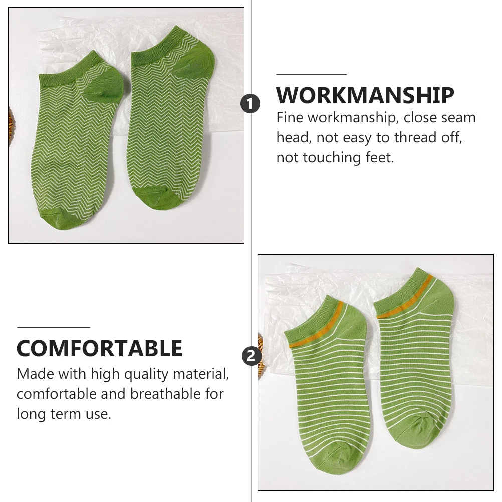 

4 Pairs Breathable Crew Socks Cotton Short Summer Ladies Lovely Socks Low Cut Liners Soft Elastic Non Slipping