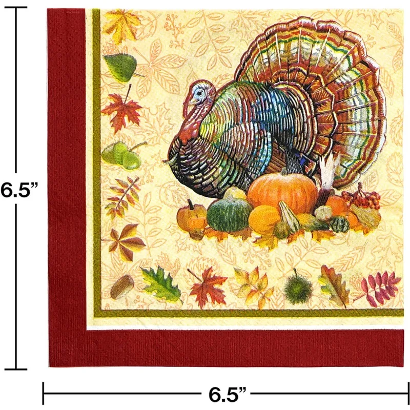 10/20pcs/Pac 33*33cm Maple Leaf Pumpkin Turkey Thanksgiving Elements Party Decoration Paper Napkin Disposable Paper Placemat