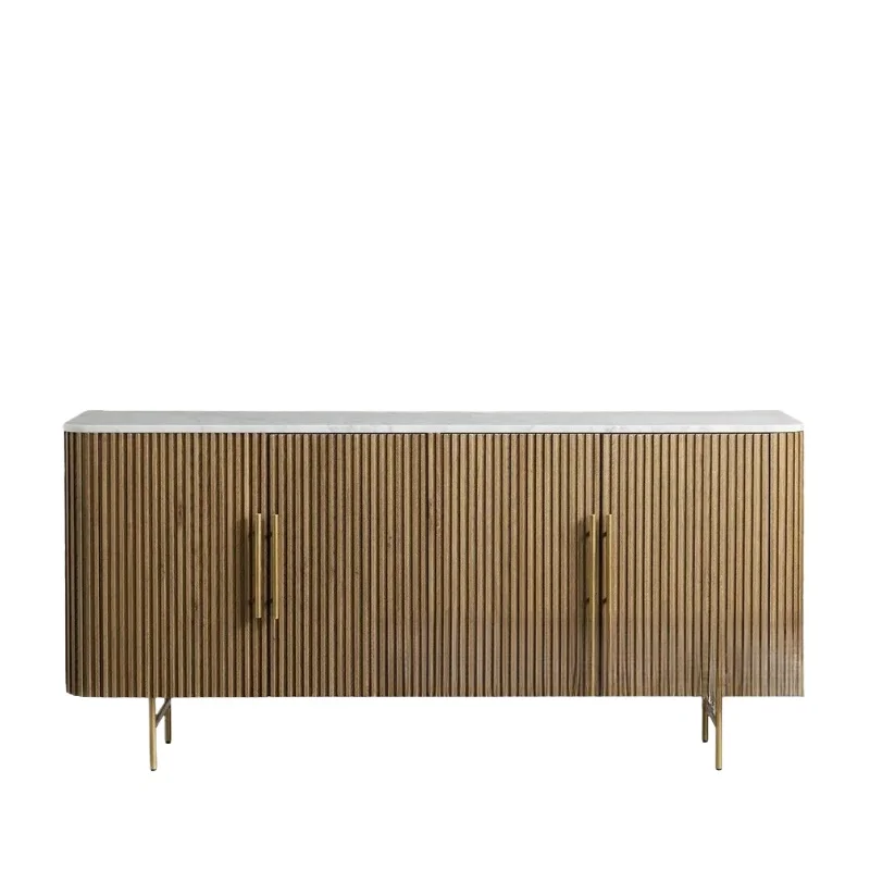 

American modern simple light luxury living room solid wood TV cabinet natural marble desktop locker