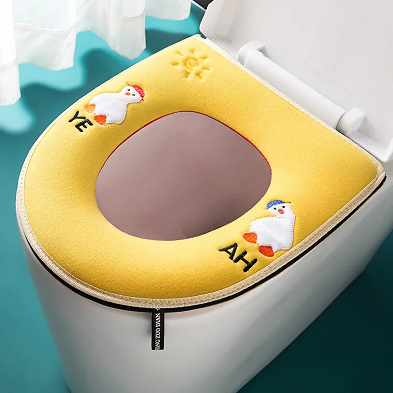 Universal Toilet Seat Cover With Handle Closestool Zipper Mat Soft Warm Toilet Seat Cushion Bathroom Toilet Lid Accessories