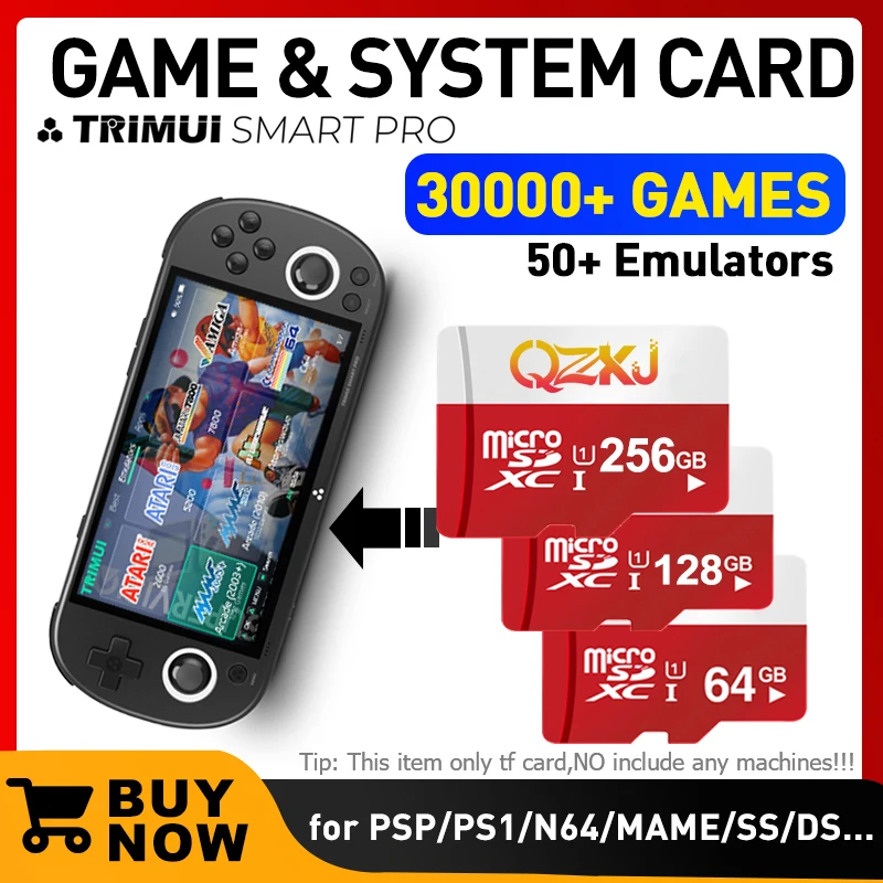 Trimui Smart Pro Game System Card TF Card 64/128/256 Memory Card 50+ Emulators 30000 Retro Games SD Card for Trimui Smart pro