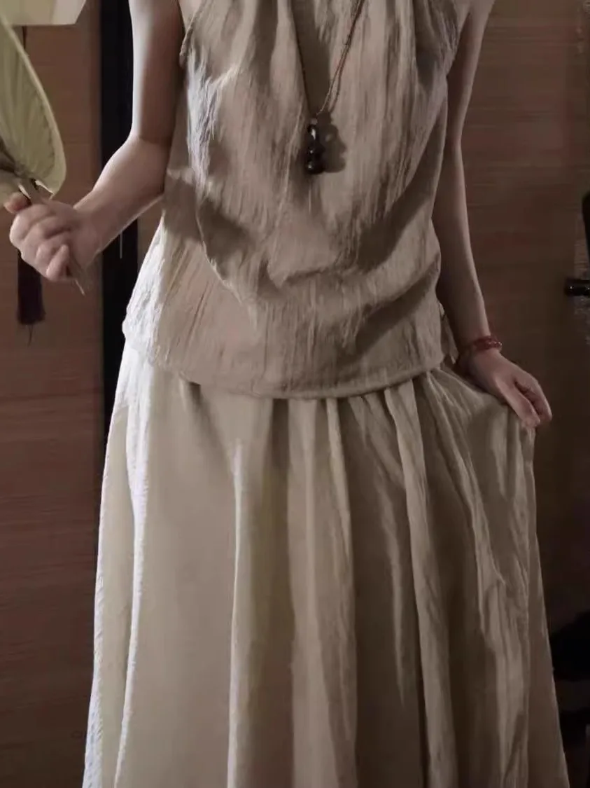 

Women's Cotton Linen Set Spring Seasonal Faionable Reformed Hanfu Adult Cardigan Zen Buddhist Sle Small Size Clothing