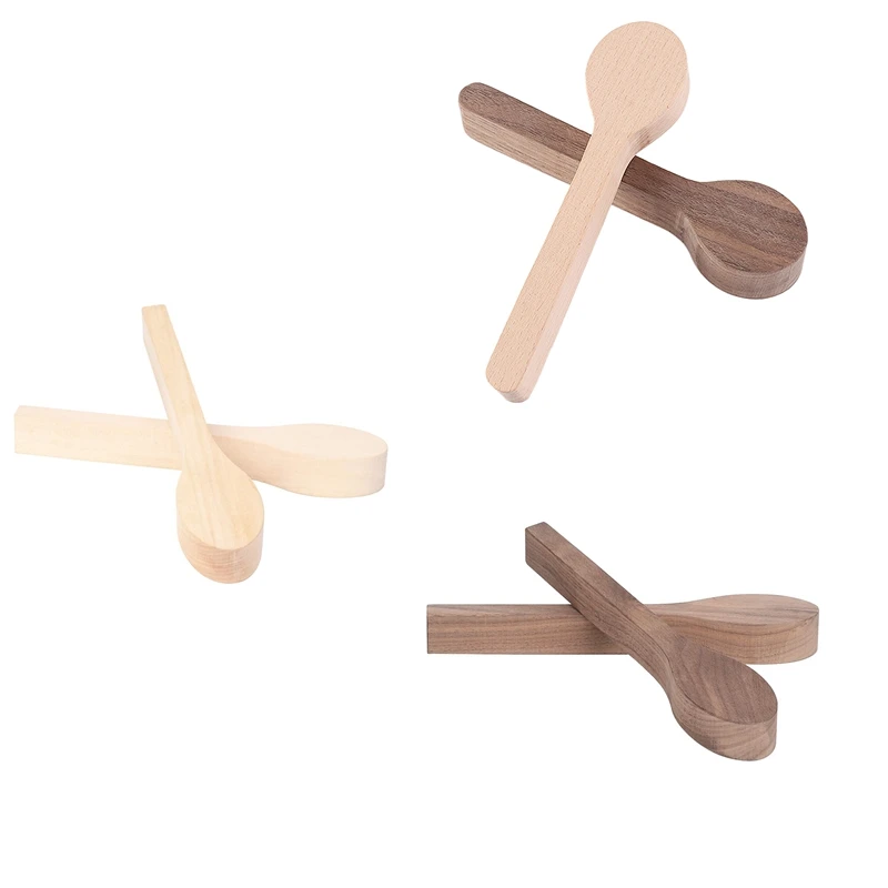 Confezione da 2 cucchiai da intaglio in legno di faggio bianco + noce, kit di carotaggio artigianale in legno non finito per bambini principianti, durevole, facile da usare