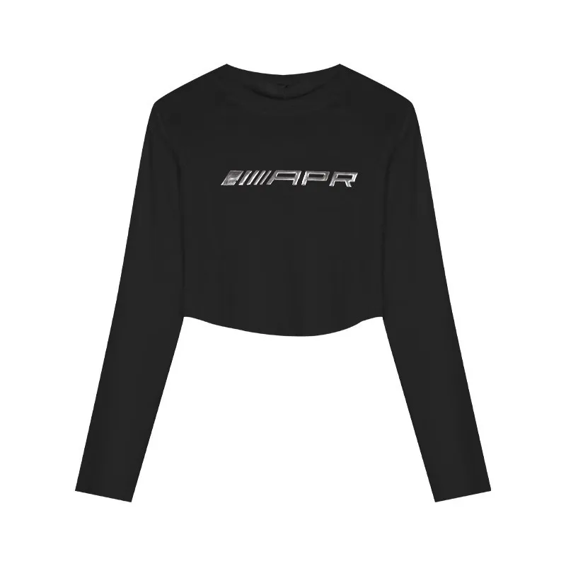 Slim Fit Long Sve T-irt Women's Design Sense Asymmetrical Base irt ort Sle Belly ow Summer Hot Girl Top