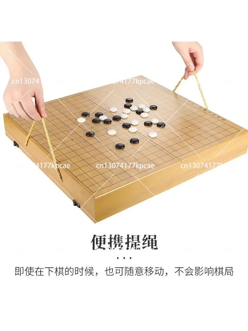 Folding Wooden Go Gomoku Combo - Portable Beginner-Friendly Handheld Educational Board Game