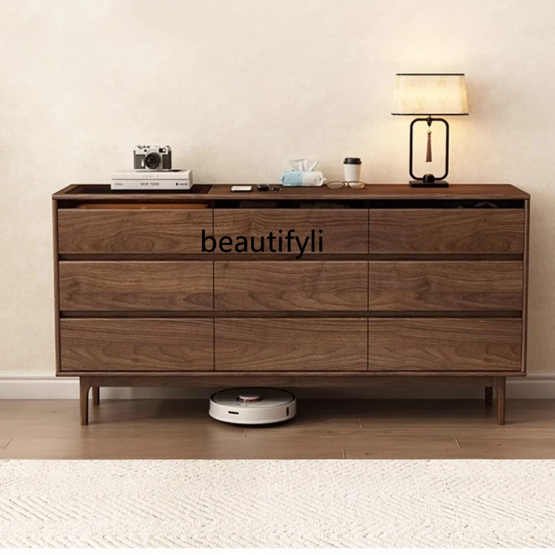 

Wood Nine-Drawer Cabinet Living Room Drawer Bedroom Bedside Storage Cabinet Vintage Style Wall-Mounted Storage Cabinet