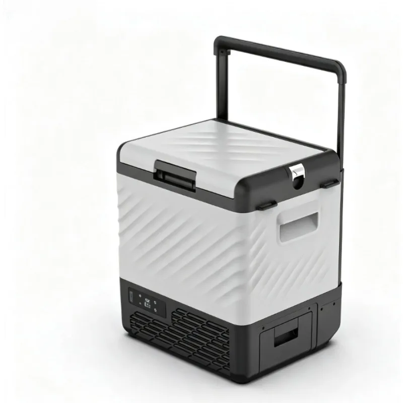 Portable 12V /24V Compressor Car Refrigerator Solar Battery Powered Cooler Box With Wheel Handle Outdoor Camping Travel Freezer