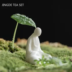 Ceramics Figure Statue Decoration White Porcelain Tea Pet Decor Ornament Handmade Tea Table Accessories Boutique Teaware