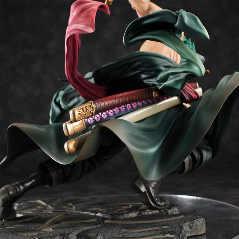 One Piece GK Roronoa ZoroThree-blade Sa-maximum 27CM Double Head Carved PVC Doll Desktop Ornament Animation Gift Collection